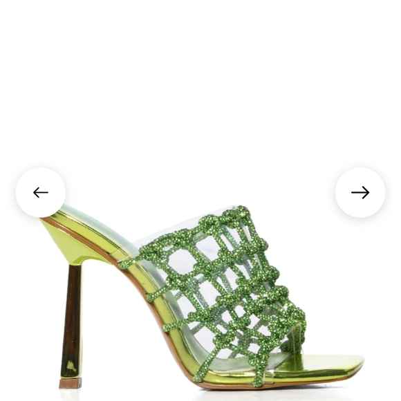 AZALEA WANG SNOWDROP EMBELLISHED KNOT WEB SANDAL IN GREEN - Picture 2 of 10